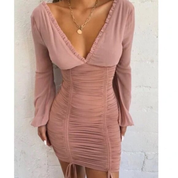 Tiger Mist Magnolia Adjustable Ruched Mini Dress Blush - Picture 3 of 13